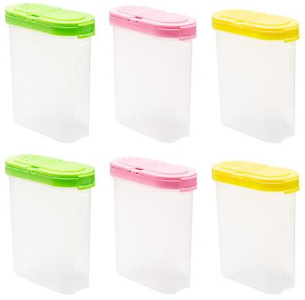 Bofanze 6 Stück 250ml Vorratsdosen Set Gewürzdosen mit Luftdichten Kunststoff Schüttdosen gewürzdosen mit doppeldeckel Gewürzdosen Schüttdosen Streudosen für Gewürze,Pfeffer Mehl Zucker