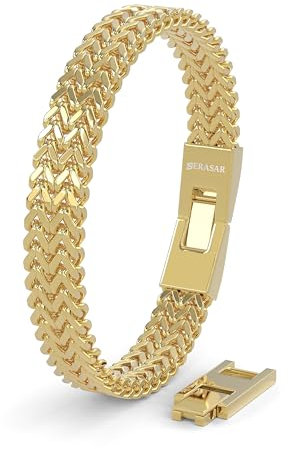 SERASAR Gold Armband Herren Edelstahl Arm Schmuck Goldenes Goldener Modeschmuck Armkette Mens Jewellery