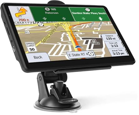 Car Sat Nav, 7 Inch Touchscreen Truck GPS Britain Map with Voice Guidance, Portable Car GPS Navigator, Live Navigation, Support MP3/WMA Format, Lane Guidance Assist, Satnav for Car Bus Ambulance