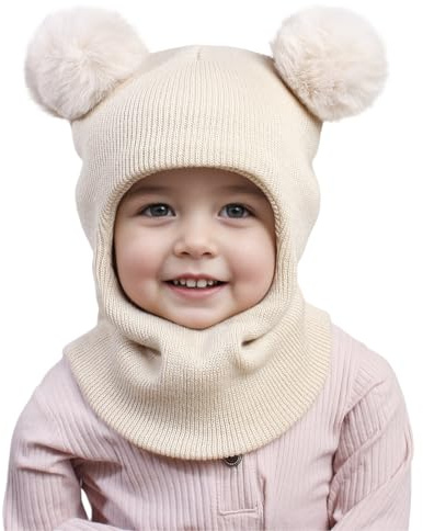 AYPOW Cappello Passamontagna Invernale Caldo per Bambini da 0.5 a 6 Anni, Set Berretto Sciarpa Maglia Termica Antivento Multifunzione per Bambine Bambini Neonati, Cappuccio Berretti Sciarpa Cappuccio