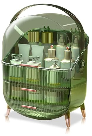 Neo Rosa tre lager kosmetisk smink smink sminkbord skönhetsförvaring organiserare hudvård display box fodral hållare (transparent grön)