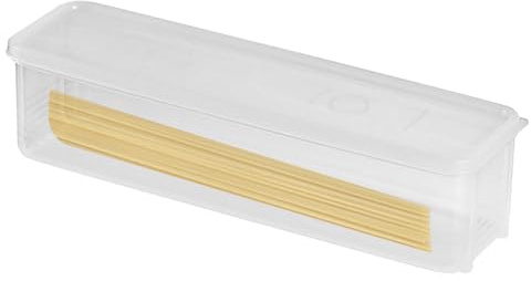 Porta pasta rectangular - Porta fideos hermético alto con tapa | Recipiente apilable transparente para espaguetis secos, linguine, fideos | Organizador de despensa de cocina para cocinar