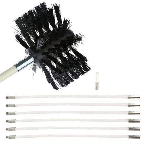 Kit Spazzacamino Kit Spazzole Spazzacamino, Set Aste Di Scarico For Pulizia Sfiato Asciugatrice, Spazzola Spazzatrice In Nylon For Trapano Elettrico, Aste Kit pulizia camino(6 Rods,610mm)