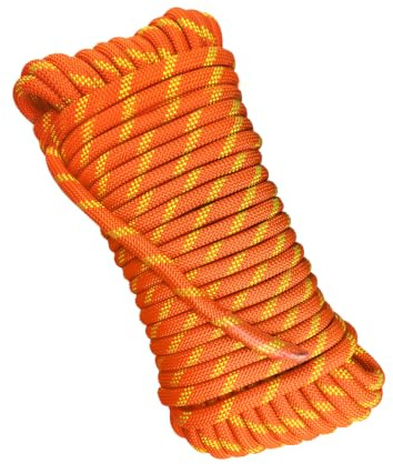 HUYEZybflt 10mm 60m Corde Statique certifiée UIAA Sauvetage Alpinisme | Nylon haute résistance anti-abrasion, adapté à l'escalade, expéditions et tous travaux extérieurs, orange réfléchissant