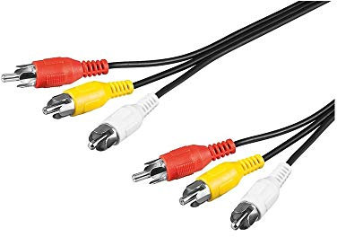 Goobay 50381 Composite Cinchkabel 2m / 3x Cinch-Stecker auf 3x Cinchstecker / RCA Kabel geschirmt / Subwoofer Kabel Blu Ray Verstärker HiFi / Cinch Kabel 2m / Schwarz