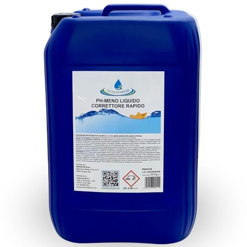 acquaverde | Ph - Meno Correttore Liquido, Regolatore e Abbattitore di Ph per Manutenzione Acqua di Piscina, Consigliato anche per Dosatori Automatici, 25 kg