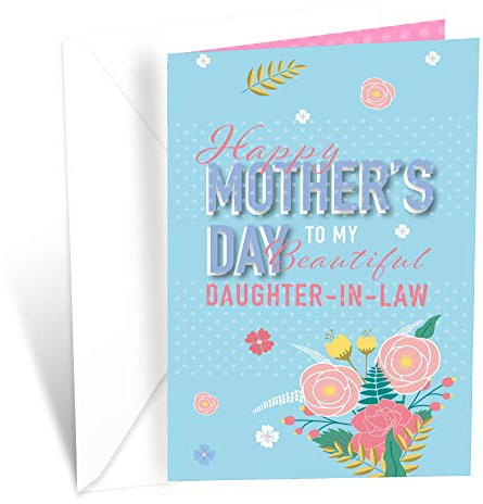 Prime Greetings Mother's Day Card For Daughter-In-Law, Made in America, Eco-Friendly, Thick Card Stock with Premium Envelope 5in x 7.75in, Packaged in Protective Mailer