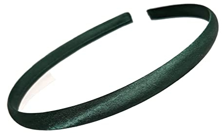 Girls 1cm Satin Plastic Alice Band Hair Band School Headband No Teeth for Women Girls by Glitz4Girlz (Green)