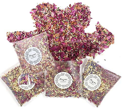 Blumen Konfetti,150-180G Natural Dried Rose Petals,Real Flower Dry Red Rose Petals for Foot Bath Body Bath Spa Wedding Confetti Home Fragrance DIY