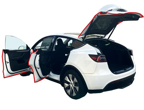Tesvolution® Kit de joints de porte Tesla Model Y 2022 + 2023 + 2024 + 2025 - Kit de joints de porte en caoutchouc insonorisé - Accessoires de tuning