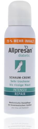 Allpresan diabetic INTENSIV + REPAIR mit Urea Schaum-Creme - bei Diabetes mellitus - für sehr trockene bis rissige Fußhaut - 125ml