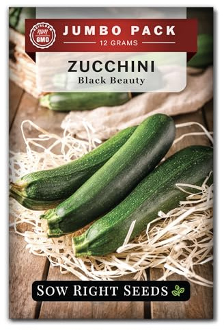 Sow Right Seeds - Bulk Black Beauty Zucchini Seeds for Planting - 12 Grams, 100 Seeds - Non-GMO Heirloom Jumbo Pack with Instructions to Plant a Home Vegetable Garden - an Abundant Harvest of Squash