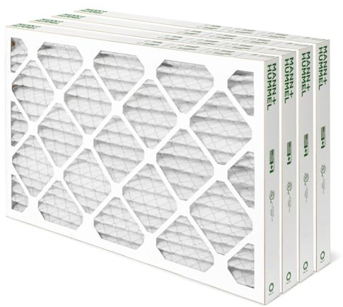 Mann+Hummel 16x25x2 MERV 11 Pleated HVAC AC Furnace Air Filters. Quantity 4. (Exact Size: 15.5 x 24.5 x 1.75 Inches)