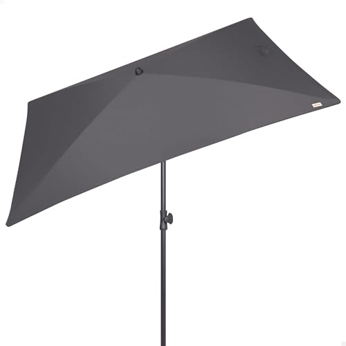 AKTIVE Rektangulärt balkongparaply, 200 x 125 cm, antracitfärg, UV30-skydd, stålstång, rör Ø28/32 mm, lutning och höjdjusterbar, polyestertyg, stora paraplyer (62350), antracit
