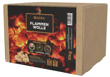 Magna Premium Flammenwolle im Karton - 700 Anzünder - Kaminanzünder, Kaminholzanzünder, Holzwolleanzünder, Feueranzünder, Holzkohleanzünder, Grillanzünder - 100% Natürlich 10 KG