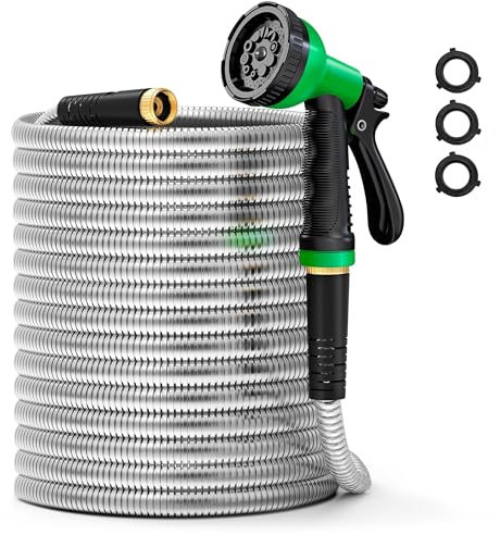 100 ft Stainless Steel Metal Garden Hose Flexible Heavy Duty Water Hose No Kink Rust Resistant 100 ft
