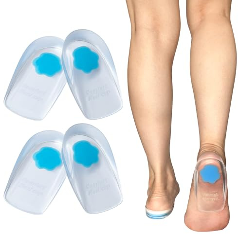 Gel Heel Pads – Size M – 2 Pairs Silicone Heel Cups for Plantar Fasciitis and Heel Pain Relief, Reusable Gel Inserts for Achilles Tendonitis, Unisex Cushions for Shoes