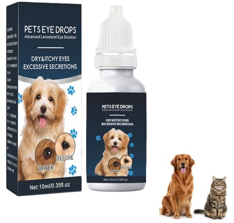 KARELLS Gotas para los Ojos para Mascotas,Pet Gotas Oculares para Gatos Y Perros,Cuidado De Ojos para Mascotas,Removedor De Manchas De Lágrimas para Perros y Gato,Limpiador de Ojos para Perros,10ML