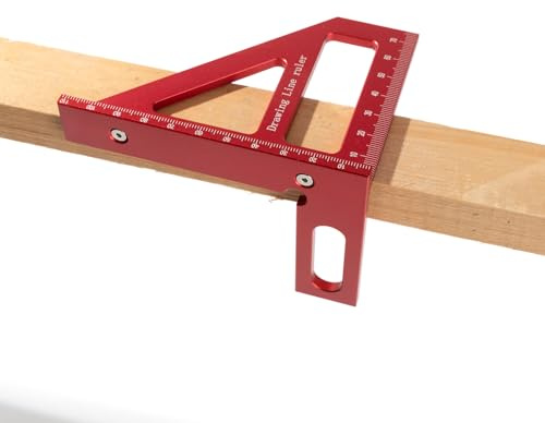 3D Multi Angle Measuring Ruler, 45°/90° Aluminum Alloy Woodworking Square Protractor Miter Triangle Ruler Woodworking Square Protractor for Carpenters Engineers Construction Worker (Metric)