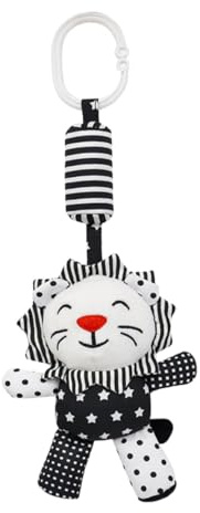 Mipcase Jouet D'éveil pour Bébé Noir en Tissu et PP Carillon Suspendu pour Berceau, Jouet Éducatif pour Développer la Vue des -nés Plusieurs Styles