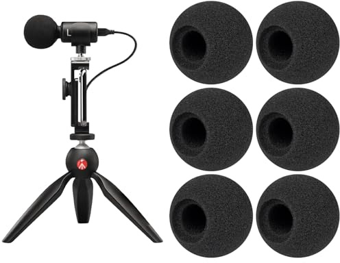 SOULWIT 6 Piezas Espuma Micrófono Filtro Antipop para Shure MV88+ Stereo USB, Cubierta Protector de Mic Cubierta Pantallas antiviento Parabrisas - Negro