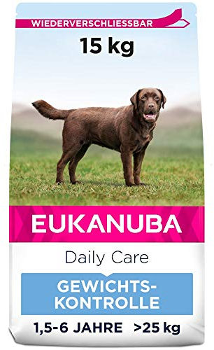 Eukanuba Daily Care Weight Control für große Rassen - Fettarmes Hundefutter zum Gewichtserhalt oder Diät bei Übergewicht, 15 kg