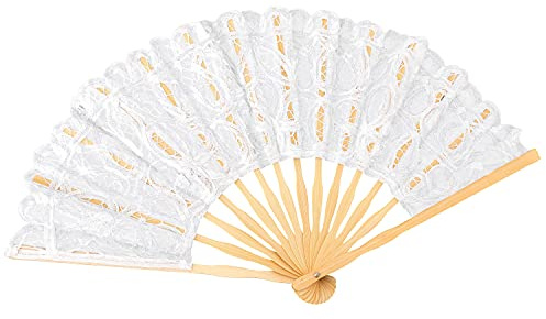 VON LILIENFELD® Éventail Dentelle Mariée Femme Accessoire Carmen Blanc