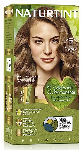 Naturtint Colorazione senza ammoniaca, Copertura dei capelli grigi al 100%, Ingredienti vegetali, Colore naturale e di lunga durata, 7G biondo dorato, 170ml
