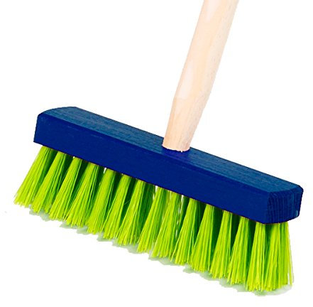 Kindergartengeräte 1 von 8, Kinder Garten Werkzeuge Geräte Schaufel, Besen, Rechen, Laubbesen, Harke, Grubber, Doppelhacke, Spaten, Metall mit Holzstiel (Besen Blau-Grün)