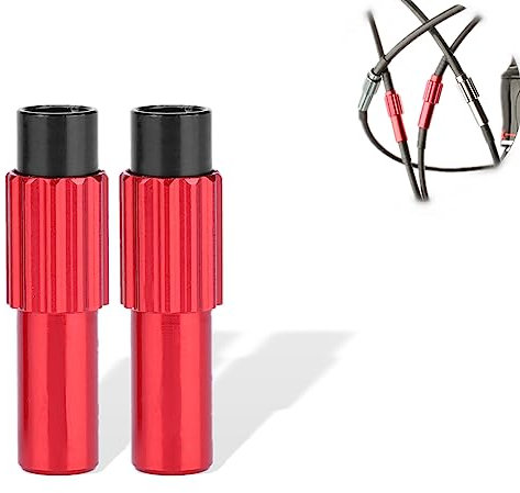 Dioche Aluminium Bicycle Brake Cable Gear Shift Connector Line Regulator Adjuster Housing (1 Pair)(Red)