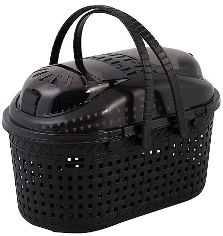 Iris Ohyama, Korb, Box, Tasche, Transportkäfig aus Kunststoff(PP) für Katze, Hund, 45 x T29 x H28.5 cm, MPC-450, Schwarz