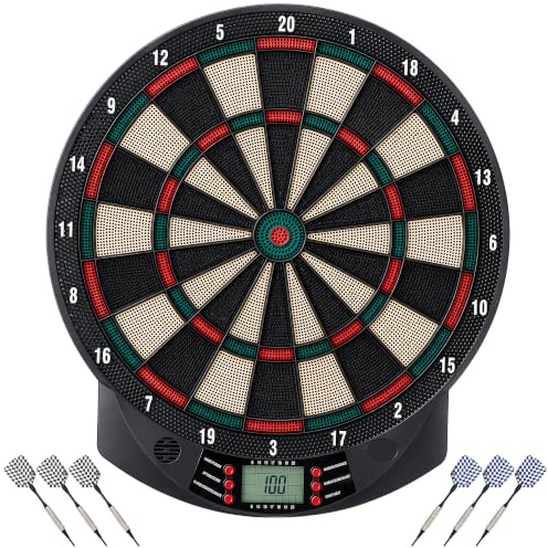 HOMCOM Electronic Hanging Dartboard, Dart Board, LED Score Set, 27 Games