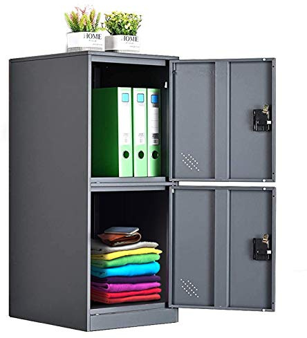 MECOLOR Petit casier Vertical à Un Niveau avec loquet à Cadenas à 2 ou 3 Compartiments de Rangement pour employé, Maison, Bureau, école, Enfants (entièrement Blanc, P2V) (Gris, P2V)