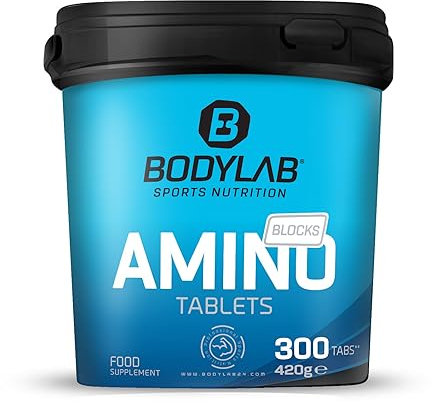 Bodylab24 Amino Tabs 300 Tabletten, mit allen essenziellen Aminosäuren, inkl. aller BCAA (L-Leucin, L-Isoleucin und L-Valin), ideal zur Regeneration und zum Muskelaufbau