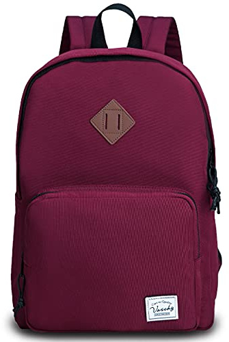 VASCHY Zaino Casual Università Vintage per PC 15.6 Pollici, Classico Impermeabile Da Viaggio Lavoro, Uomo e Donna, Borgogna