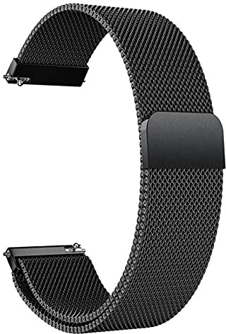 LYYLTX Metal Magnetic Watch Band Mesh Woven Quick Release Strap Adjustable Stainless Steel Replacement Straps for Women Men 14mm 16mm18mm 20mm 22mm 24mm (22mm,Black)
