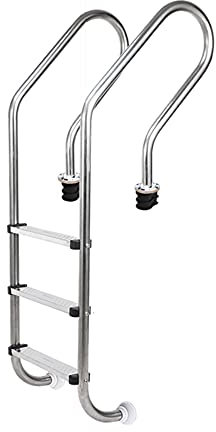 AWJ Scala Mobile per Piscina, Scala Antiscivolo in Acciaio Inossidabile 304, Adatta per Scala Mobile Subacquea con profondità della Piscina di 100-130 cm, incorporata/Argento / 50 cm (Argento 50