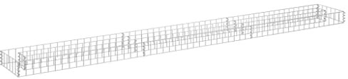 vidaXL Gabion Raised Bed-Galvanised Steel-Rectangular Garden Planter Basket-Weather- Patio Feature-Silver 270x30x10cm