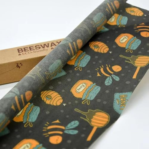 Beeswax Food Wrap, Reusable Food Wrapping Paper, Washable Food Storage for Sandwich, Bread, Cheese, Fruit, 39 x 13