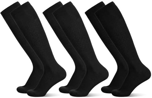 FRIUSATE 3 Pairs Football Socks for Men, Black Soccer Socks Long Sports Socks for Adult Rugby Hockey Running Gym Workouts (38-44)