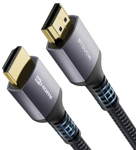 Stouchi Ultra HD 48 Gbp/s High Speed 8K60hz 4K120hz 144Hz 165 Hz RTX 3080 DSC eARC Dynamic HDR10 4: 4: 4 HDCP 2.2 & 2.3 Dolby, Compatible with TV / PS5 / Xbox Series X，HDMI 2.1 Cable 8K 1m(3ft)
