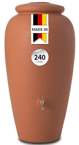 GARANTIA AMPHORE Récupérateur d’Eau de Pluie 240 L Terracotta – Cuve décorative de Jardin Robuste – Réservoir d’Eau de Pluie Design et écologique – Stockage Durable pour arrosage extérieur