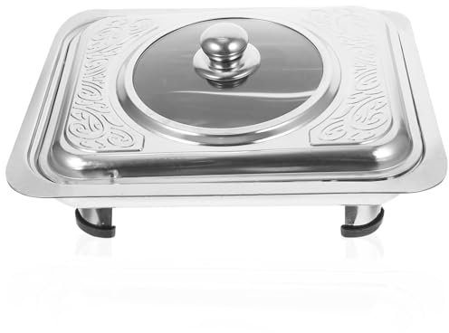 DOITOOL Classic Stainless Steel Buffet Tray Rectangular Food Holder Snack Plate