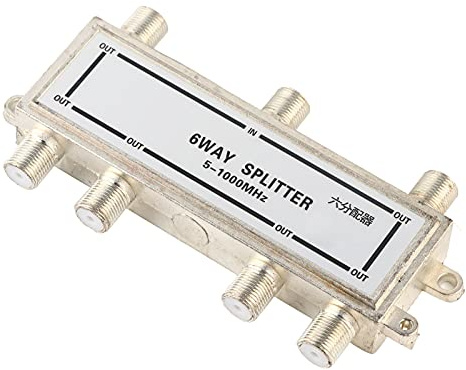 Plyisty Splitter Cavo Coassiale a 6 Vie, Segnale Coassiale per Antenna TV CATV Digitale Bidirezionale RF 5-1000 MHz, 115 X 30 X 16 Mm