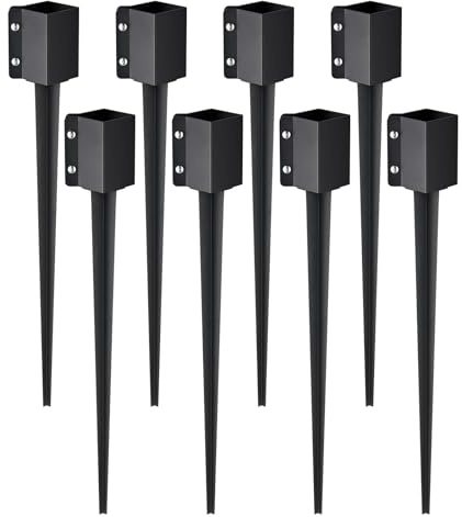 VEVOR Ancoraggio per Pali per Recinzione, 8 Pezzi, Paletto in Metallo Verniciato a Polvere Nera, Esterno 914 x 113 x 113 mm (Interno 89 x 89 mm) per Cassetta della Posta e Ringhiera del Giardino