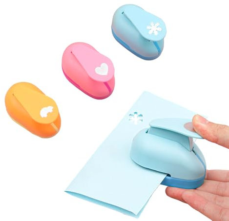 3 Stück Creative Stanzer Set Handwerk Papierstanzer Niedlich Motivstanzer für Papier DIY Scrapbooking Basteln Fotos Grußkarten 10mm Liebesherzen Schneeflocken Automuster