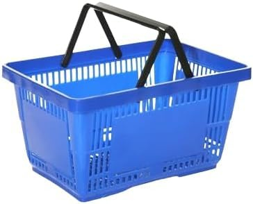 Retail Shop Blue Supermarkets Basket Plastic Shopping Basket with Handle | Plastic Shopping Basket for Food & Grocery | 22L & 27L (1, 27L)