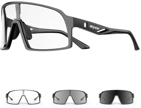SCVCN Gafas de ciclismo fotocromáticas para hombre, gafas de sol deportivas para mujer, transparentes, con marco TR90, montura rápida, MTB, con protección UV400, gafas deportivas para correr y