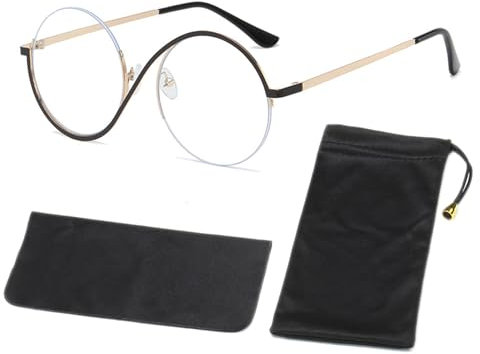 AWAVM Occhiali Wizard per bambini, Lenti trasparenti rotonde a metà telaio, Bicchieri anti luce blu irregolari, Occhiali da gioco di ruolo, non prescritti, Unisex