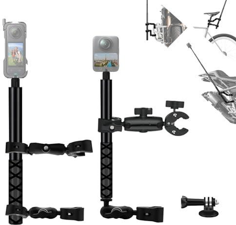 HAFOKO Motorcykel Kamera Fäste Kit Kompatibel för Insta360 X5,X4, X3, X2, X Dubbel Klämma Fäste med 47 Osynlig Stick Motorcykel Cykel handtag Montering Kompatibel med GoPro 12-3 Cykling UTV ATV Vlog